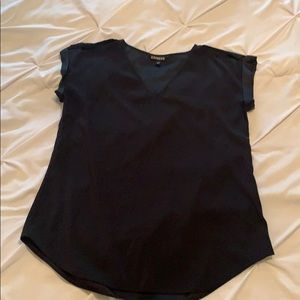 Black Express gramercy silky shoulder cutout tee